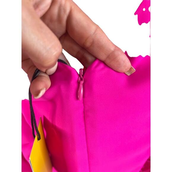 Le Superbe Waikiki Ruched Ruffle Mini Dress Keyhole Neck Flutter Sleeve Pink 2 - Picture 11 of 16